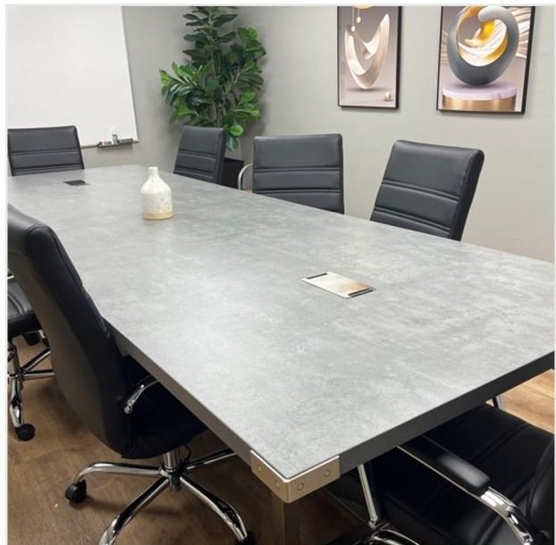 Completed commercial conference table assembly