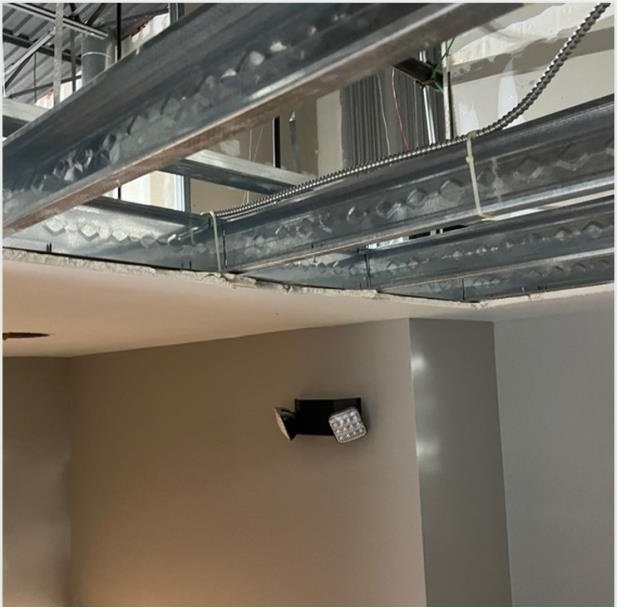 Commercial ceiling opened for renovation