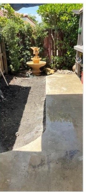 Prepared landscape area after concrete cutting
